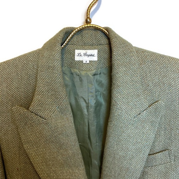 VINTAGE SIZE 9 GREEN COAT OVERSIZE BLAZER - Picture 3 of 6